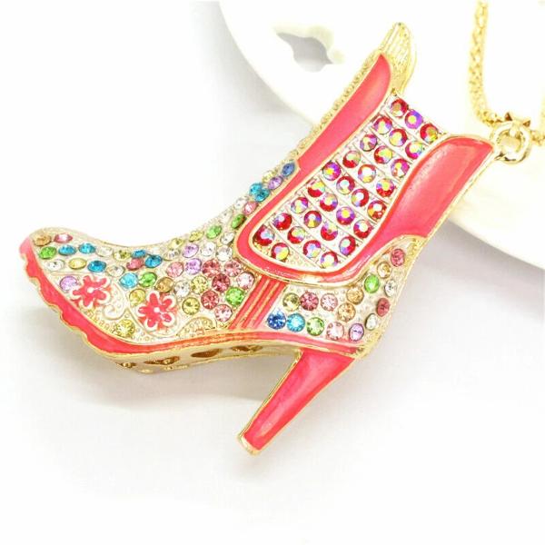 Betsey Johnson High Heel Boot Multi Crystal Pendant Necklace-Necklace-SPARKLE ARMAND