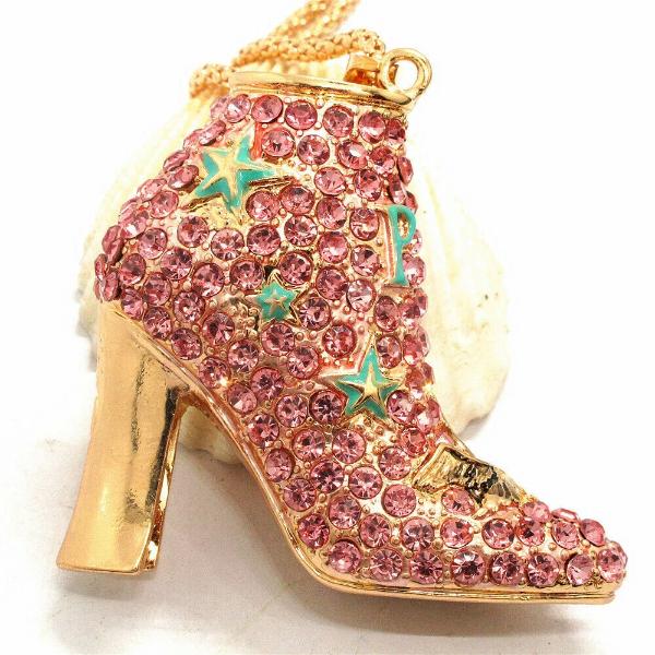 Betsey Johnson High Heel Boot With Stars Crystal Pendant Necklace-Necklace-SPARKLE ARMAND
