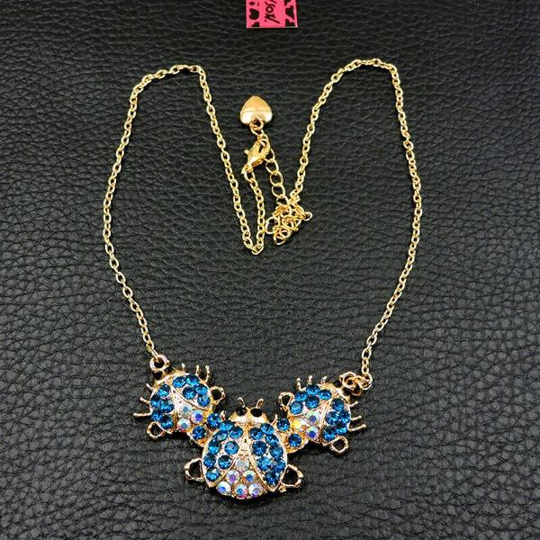 Betsey Johnson Ladybug Blue Crystal Necklace-Necklace-SPARKLE ARMAND