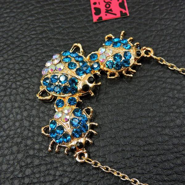Betsey Johnson Ladybug Blue Crystal Necklace-Necklace-SPARKLE ARMAND