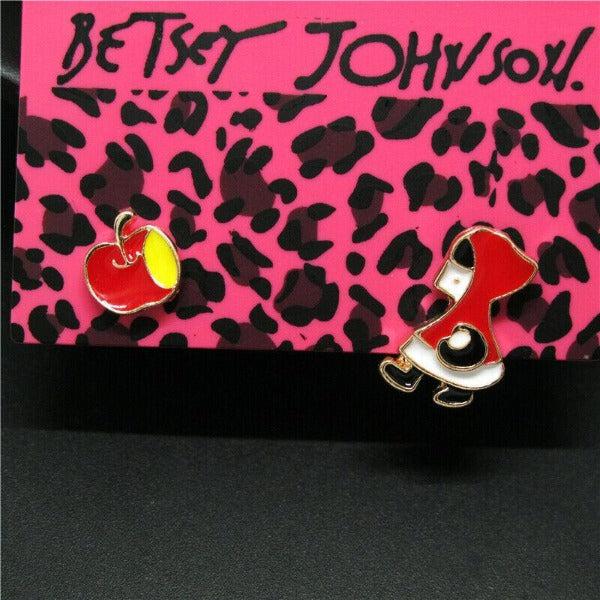 Betsey Johnson Little Red Riding Hood Mismatch Earrings-Earring-SPARKLE ARMAND