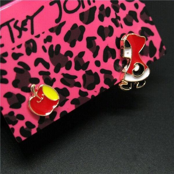 Betsey Johnson Little Red Riding Hood Mismatch Earrings-Earring-SPARKLE ARMAND