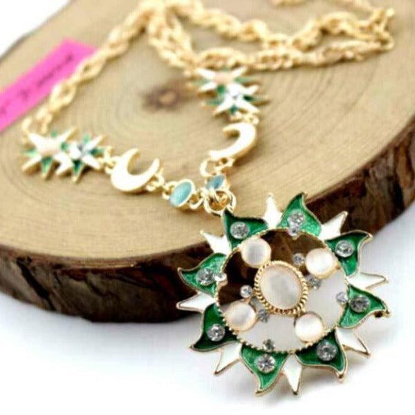 Betsey Johnson Moon & Sun Faux Opal Necklace-Necklace-SPARKLE ARMAND