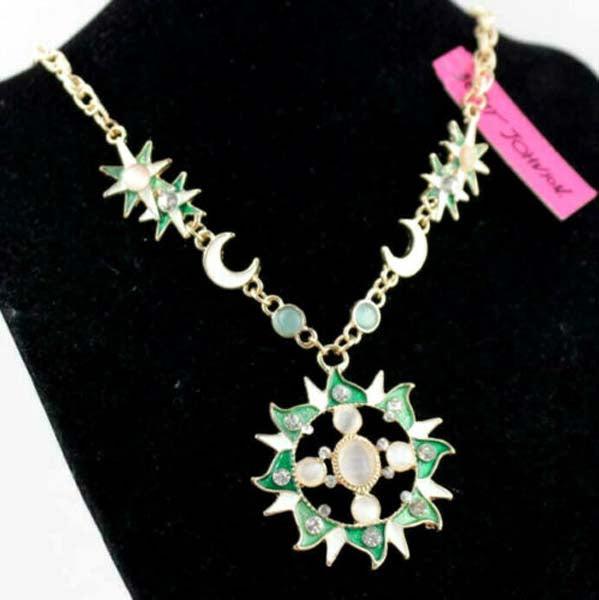 Betsey Johnson Moon & Sun Faux Opal Necklace-Necklace-SPARKLE ARMAND