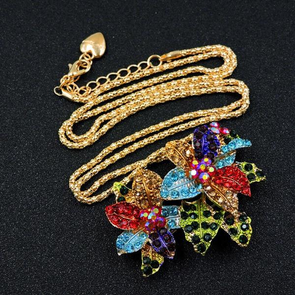 Betsey Johnson Multi Color Flowers Pendant Necklace-Necklace-SPARKLE ARMAND