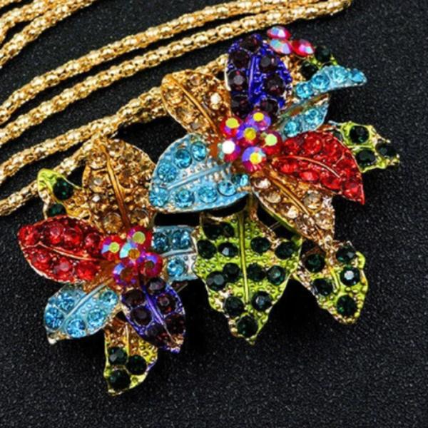 Betsey Johnson Multi Color Flowers Pendant Necklace-Necklace-SPARKLE ARMAND