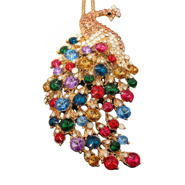 Betsey Johnson Peacock Multi-Color Rhinestone Gold Pendant Necklace-Necklace-SPARKLE ARMAND