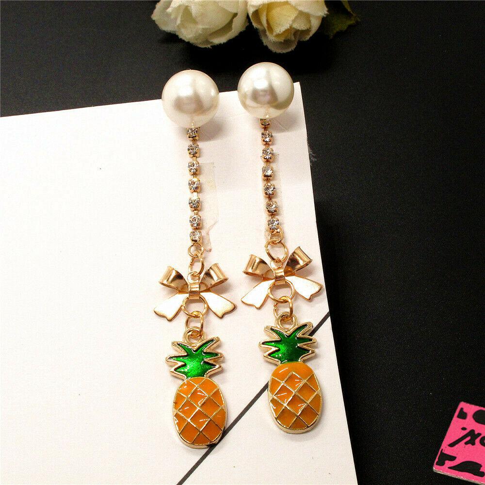 Betsey Johnson Pineapple Faux Pearl Rhinestone Earrings-Earring-SPARKLE ARMAND