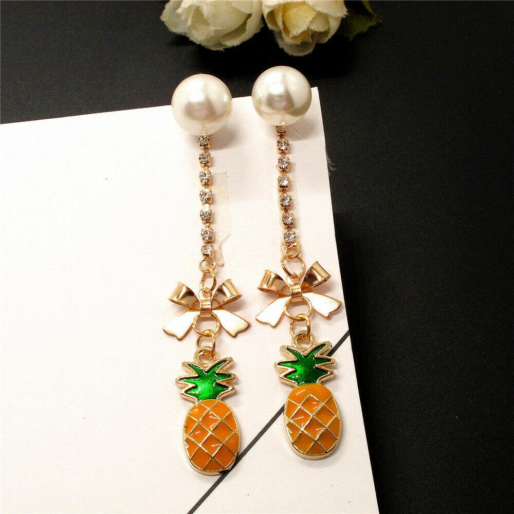 Betsey Johnson Pineapple Faux Pearl Rhinestone Earrings-Earring-SPARKLE ARMAND