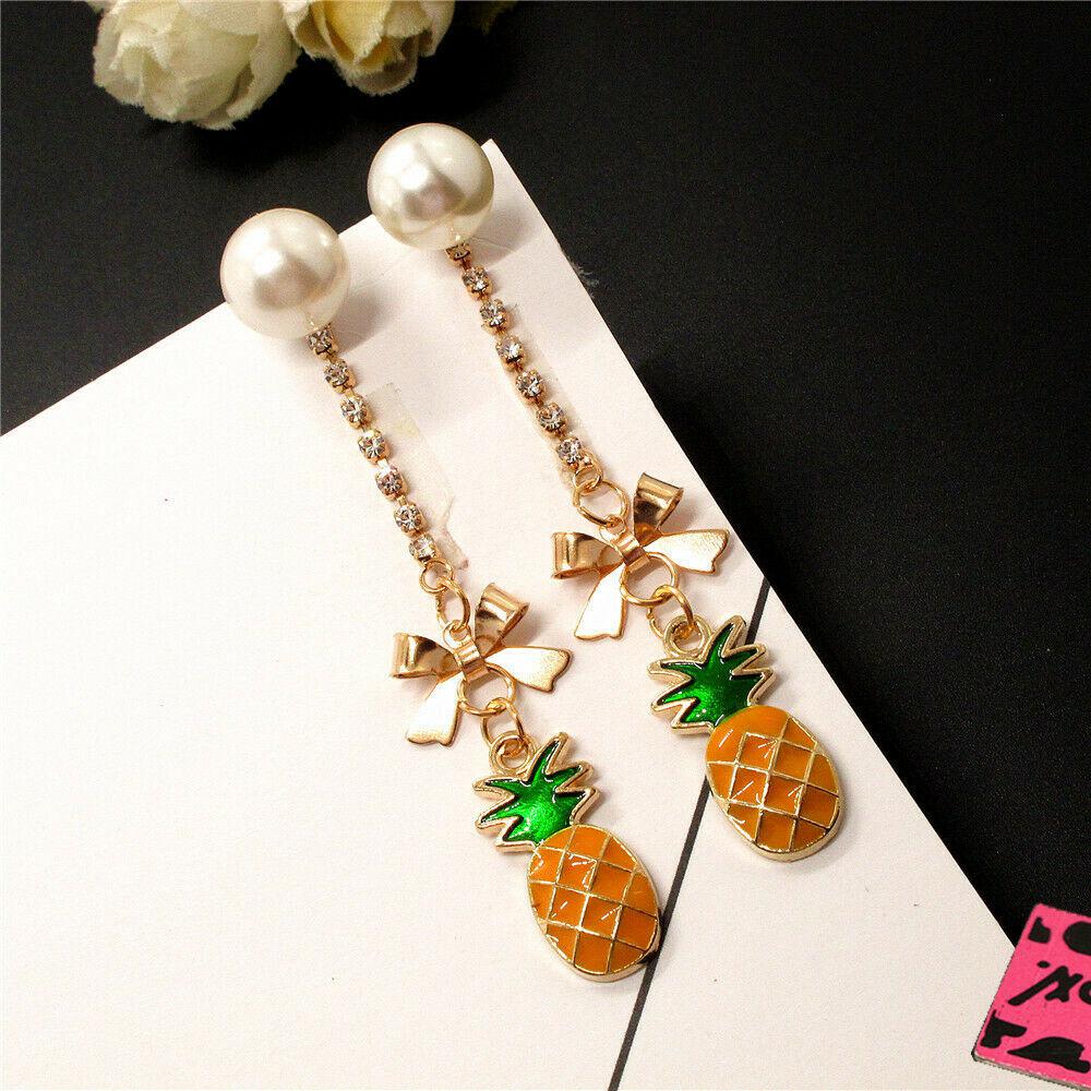 Betsey Johnson Pineapple Faux Pearl Rhinestone Earrings-Earring-SPARKLE ARMAND