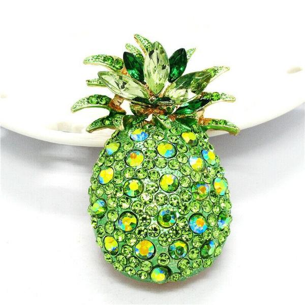 Betsey Johnson Pineapple Green Crystals Necklace or Brooch-Necklace-SPARKLE ARMAND