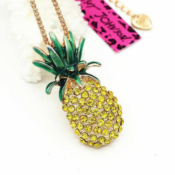 Betsey Johnson Pineapple Yellow Crystal Gold Necklace-Necklace-SPARKLE ARMAND