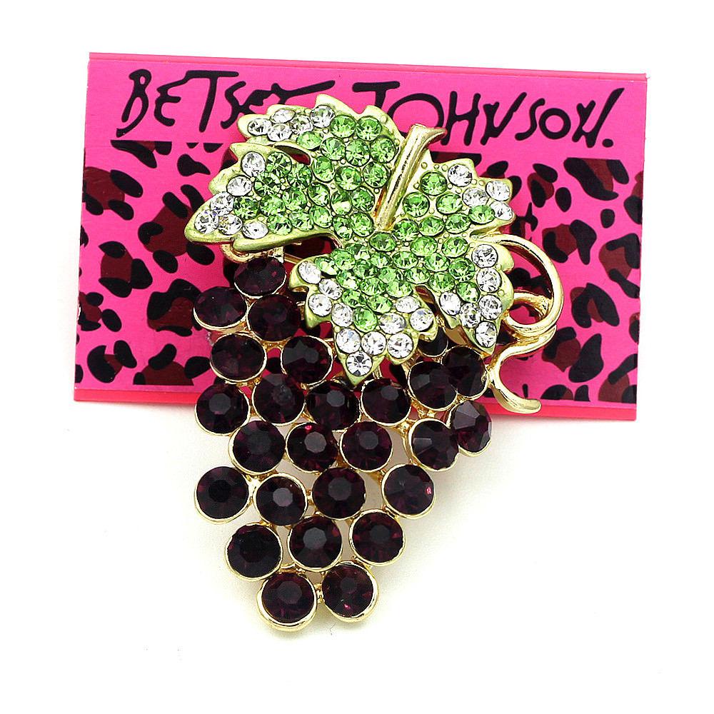 Betsey Johnson Purple Grapes Crystal Brooch Pin-Brooch-SPARKLE ARMAND