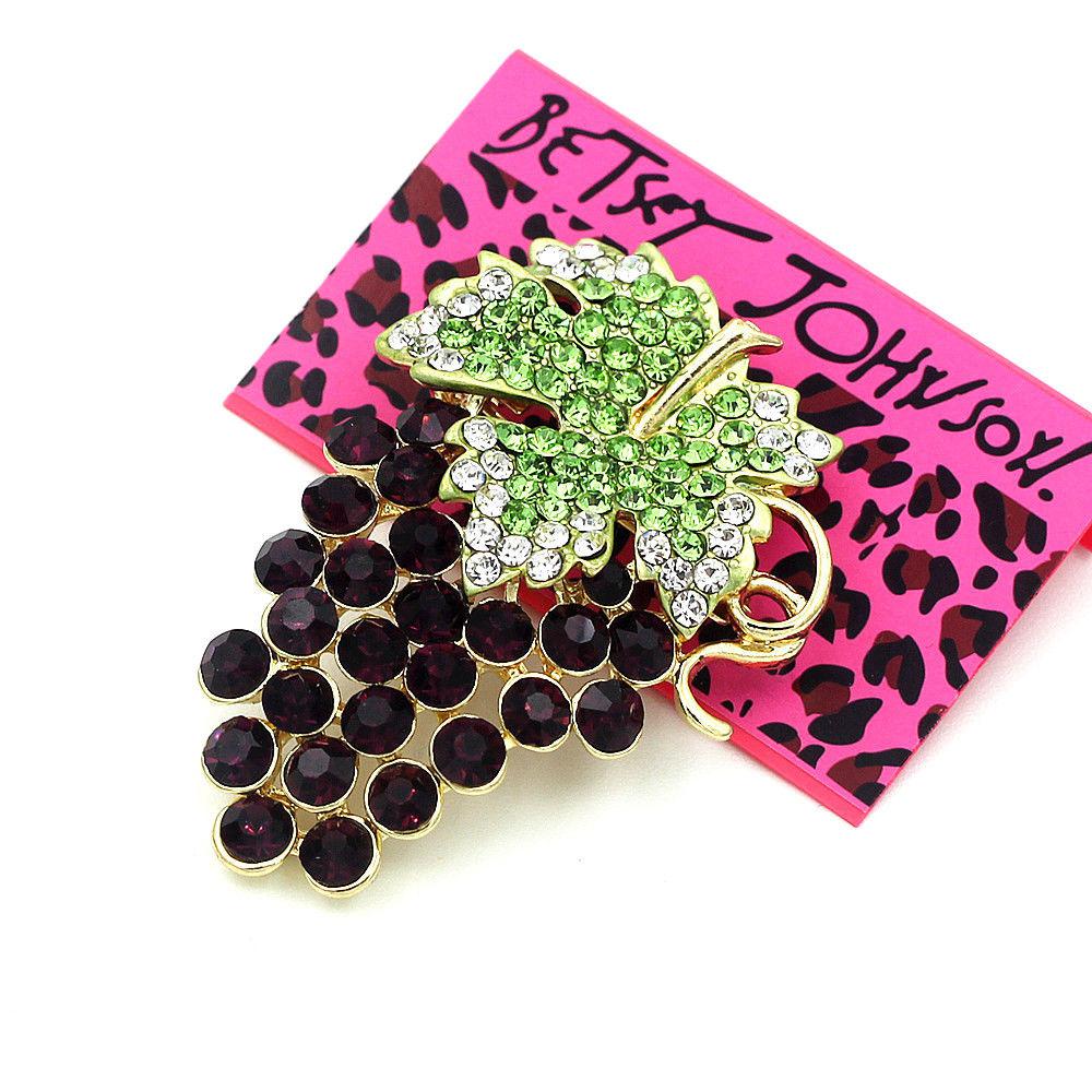 Betsey Johnson Purple Grapes Crystal Brooch Pin-Brooch-SPARKLE ARMAND