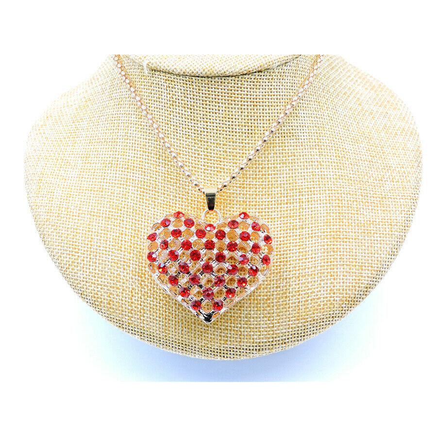 Betsey Johnson Red Crystals Gold Pendant Necklace-Necklace-SPARKLE ARMAND