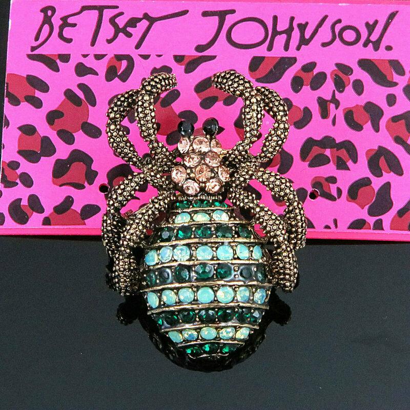 BETSEY JOHNSON'S BLUE Crystal Sapphire Iconic Spider Gold Plated Pendant  £11.99 - PicClick UK
