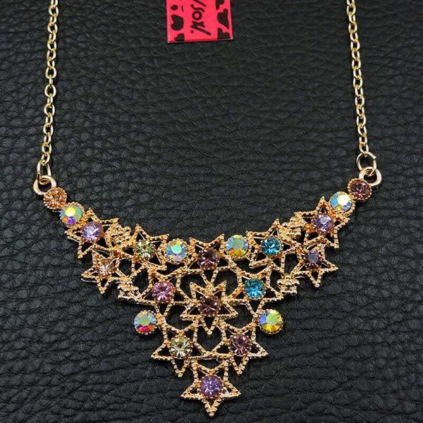 Betsey Johnson Star Multi-Color Rhinestone Necklace-Necklace-SPARKLE ARMAND