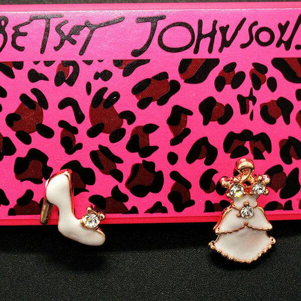 Betsey Johnson White Dress & High Heel Mismatched Earrings-Earring-SPARKLE ARMAND