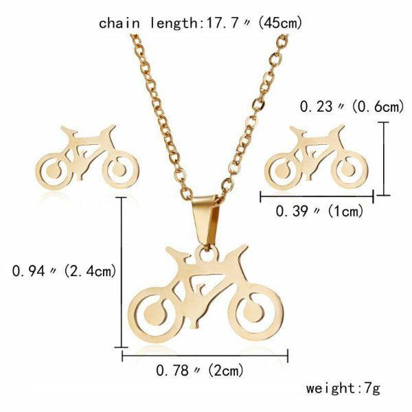 Bicycle Gold Tone Necklace & Earrings Set-Necklace-SPARKLE ARMAND