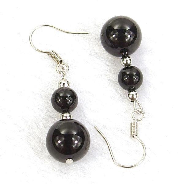 Black Agate Natural Gemstone Earrings