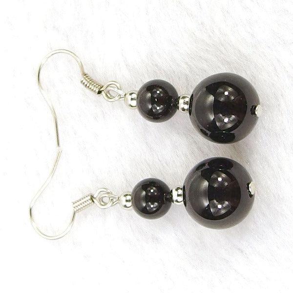Black Agate Natural Gemstone Earrings