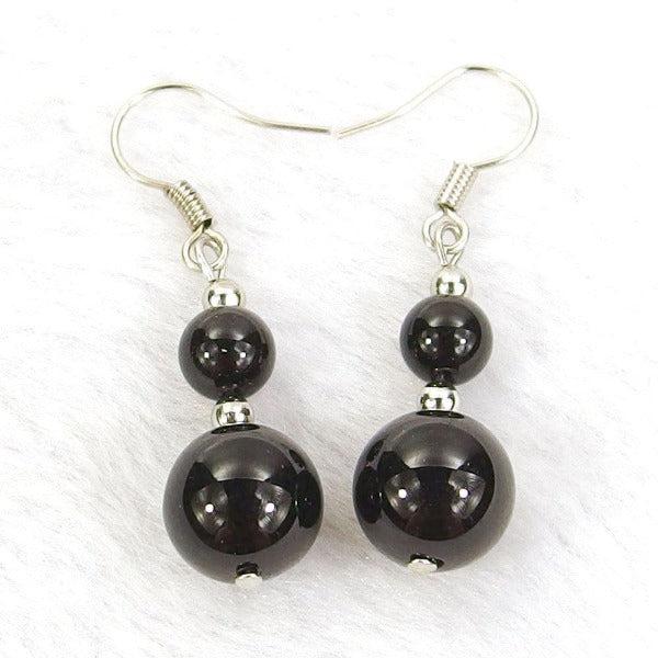 Black Agate Natural Gemstone Earrings