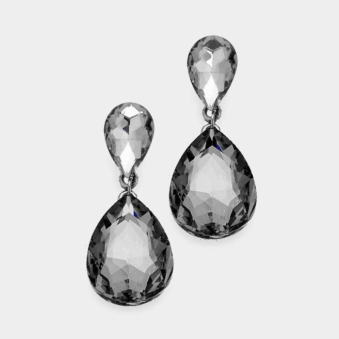 Black Crystal Teardrop Earrings