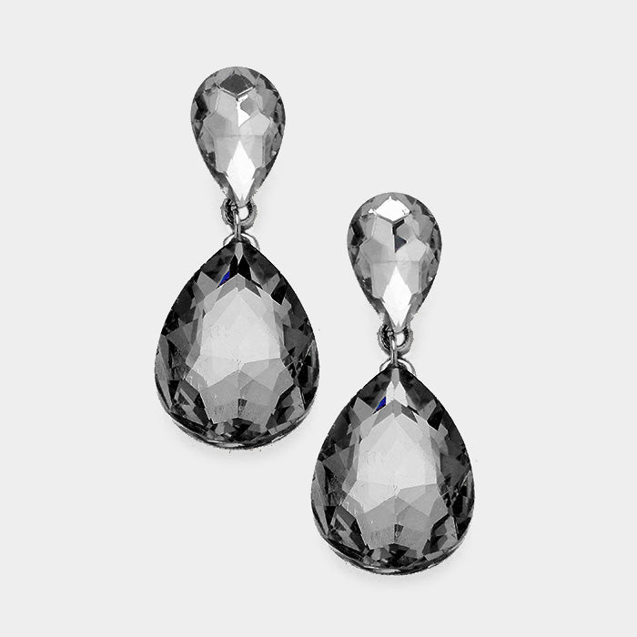 Black Crystal Teardrop Earrings