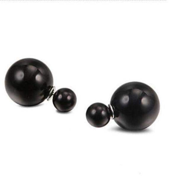 Black Front & Back 16mm & 8mm Earrings-Earring-SPARKLE ARMAND