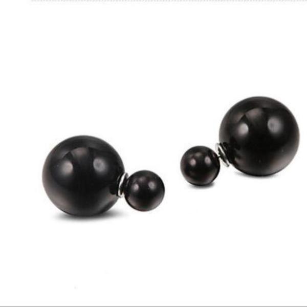 Black Front & Back 16mm & 8mm Earrings-Earring-SPARKLE ARMAND