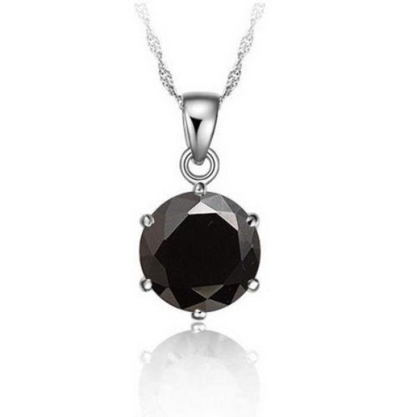 Black Round CZ Silver Necklace & Earring 2 Piece Set-Necklace-SPARKLE ARMAND