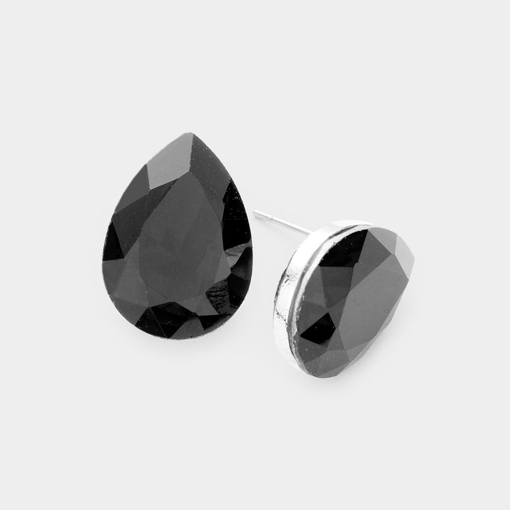 Black Teardrop Crystal Earrings-Earring-SPARKLE ARMAND
