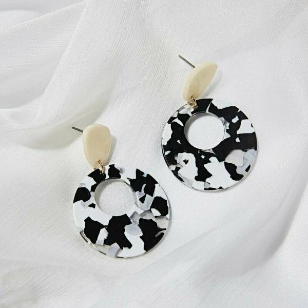 Black & White Retro Acetate Earrings-Earring-SPARKLE ARMAND