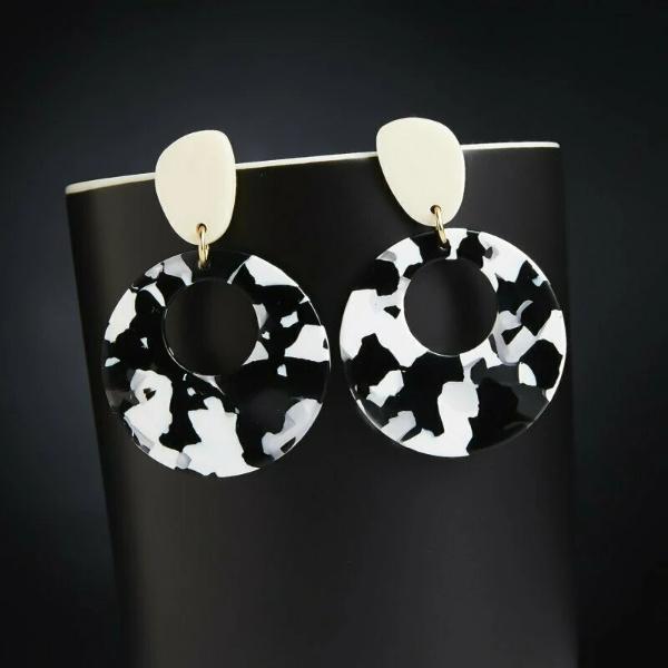 Black & White Retro Acetate Earrings-Earring-SPARKLE ARMAND