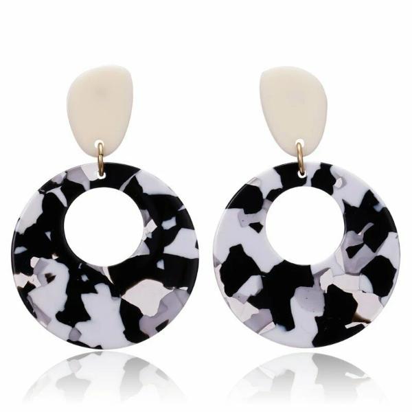 Black & White Retro Acetate Earrings-Earring-SPARKLE ARMAND