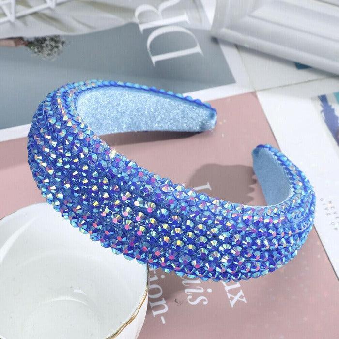 Blue Abalone Faceted Bead Padded Headband-Hair Accessories-SPARKLE ARMAND