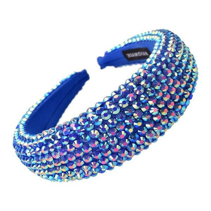 Blue Abalone Faceted Bead Padded Headband-Hair Accessories-SPARKLE ARMAND