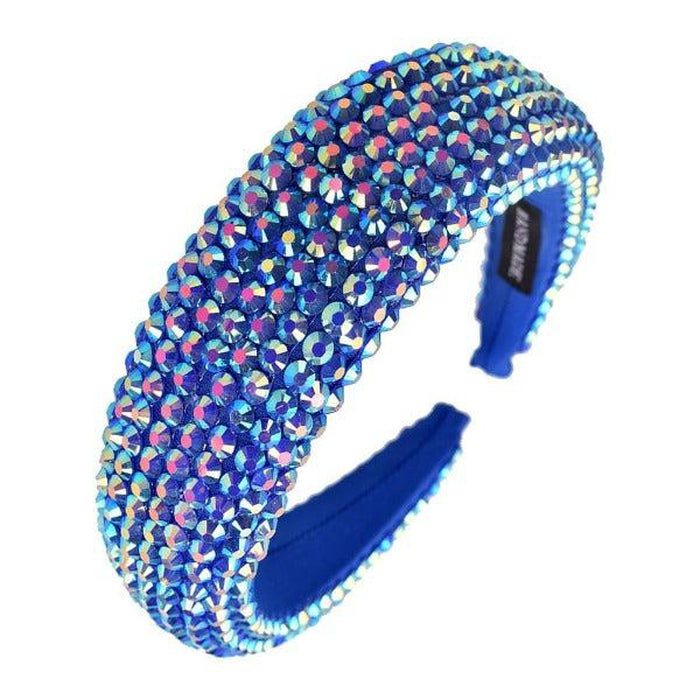 Blue Abalone Faceted Bead Padded Headband-Hair Accessories-SPARKLE ARMAND
