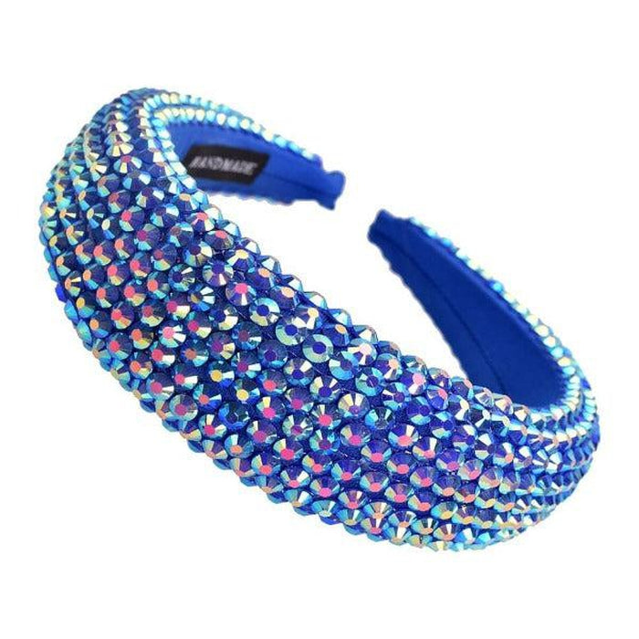 Blue Abalone Faceted Bead Padded Headband-Hair Accessories-SPARKLE ARMAND