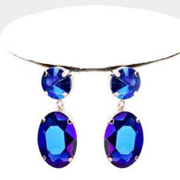 Blue Crystal Glass Bib Statement Necklace Set
