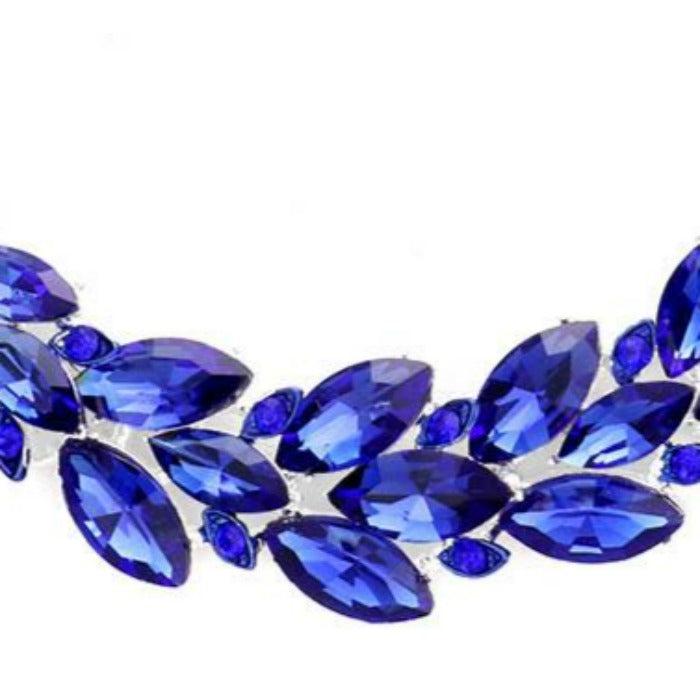 Blue Crystal Marquise Statement Vine Silver Necklace Set Sparkle ARmand