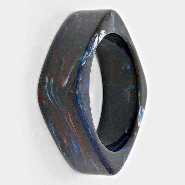 Blue Marble Acrylic Square Bangle Bracelet