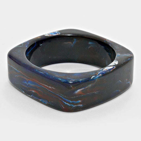Blue Marble Acrylic Square Bangle Bracelet