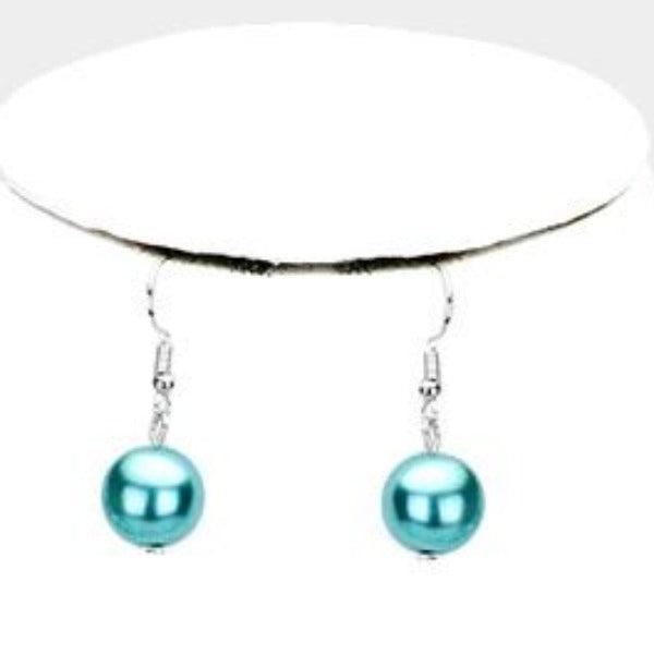 Blue Pearl (faux) Triple Strand Necklace & Earring Set by SP Sophia Collection
