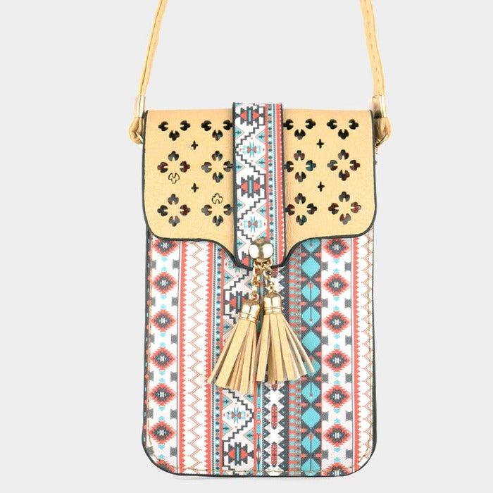 Boho Touch Screen Crossbody Cell Phone Bag Ivory-Handbag-SPARKLE ARMAND