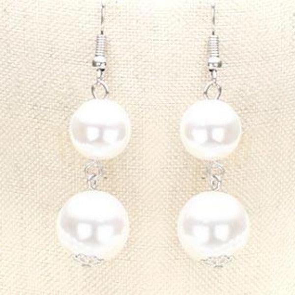 Braided White Pearl Necklace & Earring Set-Necklace-SPARKLE ARMAND