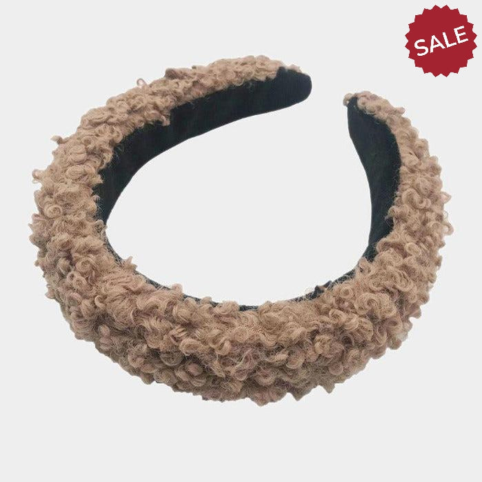 Brown Solid Teddy Bear Fur Headband