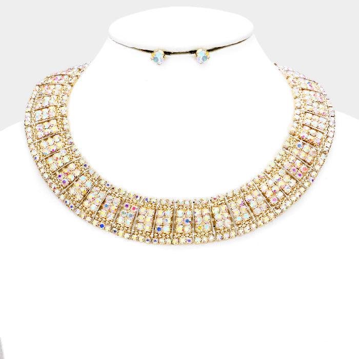 Bubble Abalone Crystal Armor Collar Necklace Set by Bella