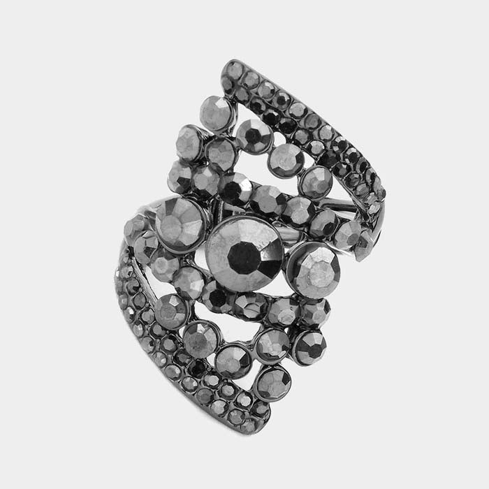 Bubble Stone Hematite Cluster Stretch Ring