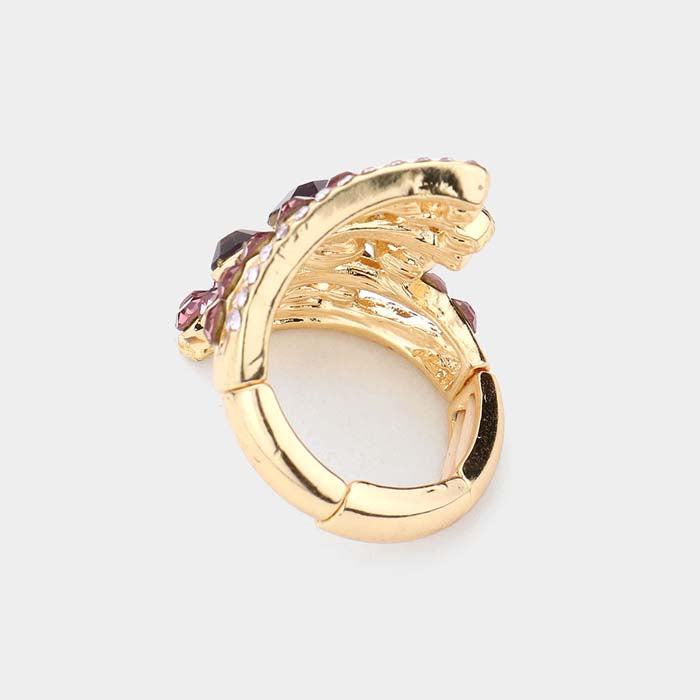 Bubble Stone Purple Abalone Cluster Stretch Ring